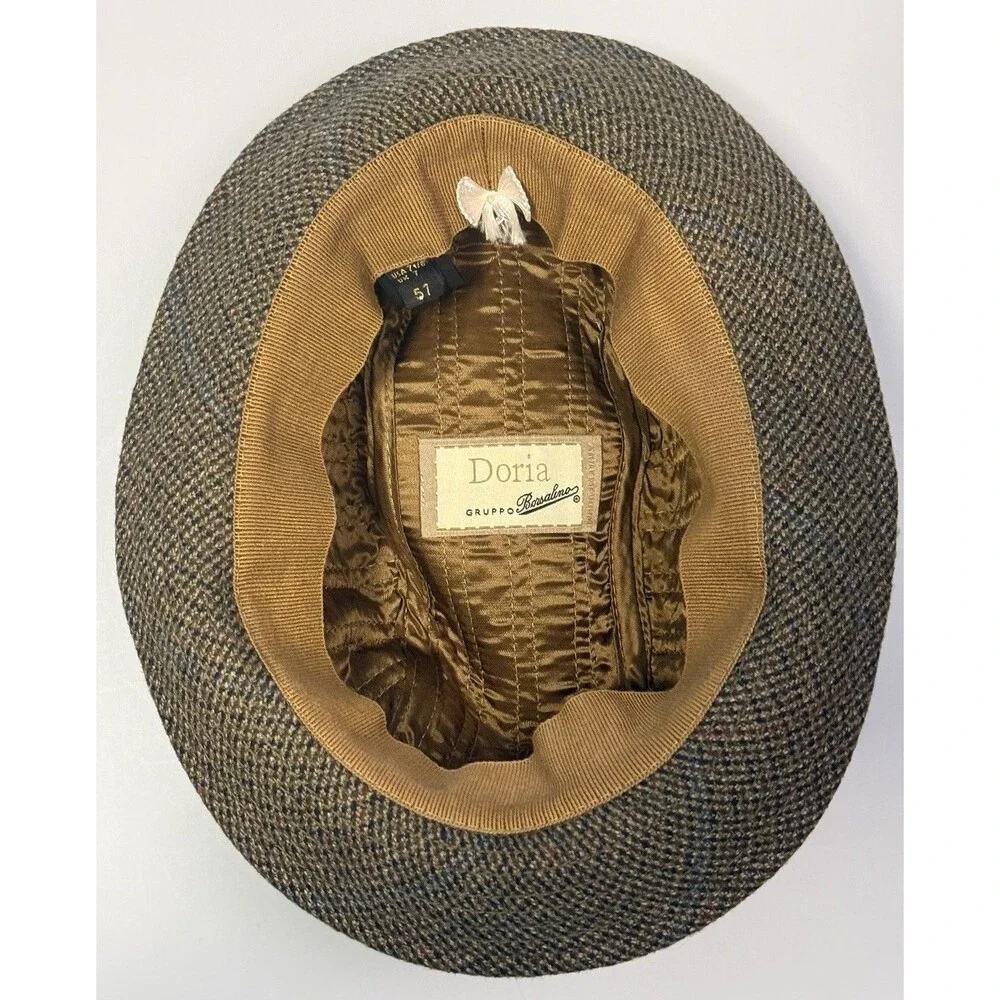 Vintage Doria Gruppo Borsalino Fedora Hat Tweed Herringbone USA 7 1/8 57